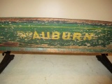 85721 The Auburn wooden bench board wagon seat, excellent stenciling & lettering