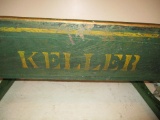 85732 Keller wooden buckboard wagon seat, excellent stenciling & lettering