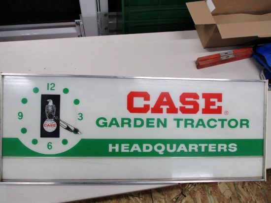 85279 - Case Garden Tractor Classic Lighted, Clock 37.5 X 14.5 (one small crack)