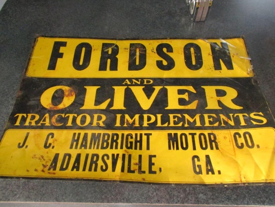 86666 - Fordson and Oliver Tractor Equipment Sign, JC Hambright Motor Company, Adairsville, GA,