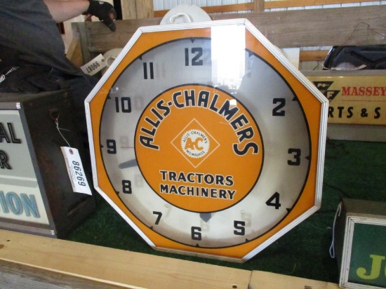 86275-ALLIS CHALMERS LIGHTED, GLASS CLOCK
