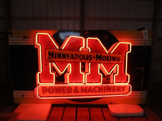 98878-MINNEAPOLIS MOLINE DOUBLE SIDED, NEON, PORCELAIN SIGN