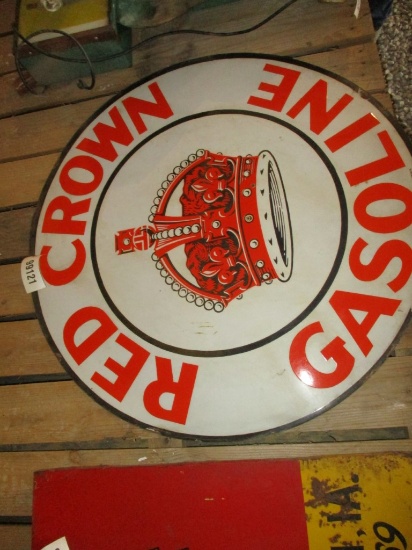 99121-RED CROWN GASOLINE, PORCELAIN, SINGLE SIDED SIGN