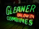 98898-GLEANER BALDWIN COMBINE, DOUBLE SIDED, NEON,PORCELAIN SIGN