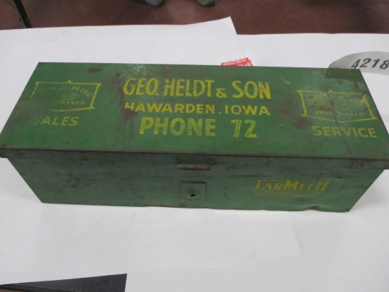 4218-JD DEALER TRACTOR TOOL BOX, ORIGINAL EMBLEM
