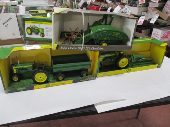 5021-JD 12A COMBINE, JD 420 W/WAGON, JD 70 W/ BLADE, NIB, 1/16 SCALE