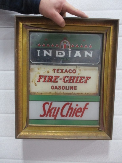 3598- 17" X 14" TEXACO INDIAN FIRE CHIEF SKY CHIEF GAS PUMP GLASS
