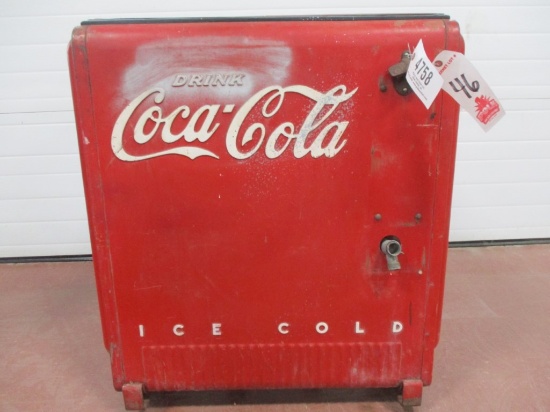 4758- COCA COLA EMBOSSED 36" TALL 30" WIDE ICE CHEST, DOUBLE DOOR TOP