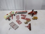 4677- ARCADE HARROWS, ALLIS PLOW, ALLIS DISK, 1/64 SCALE TOYS, AND MISC.