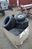 4251- BOX OF TIRES- 23 X 10'S, SOME WITH RIMS