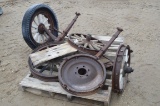 4362- WOOD SPOKED WHEELS AND AXLE