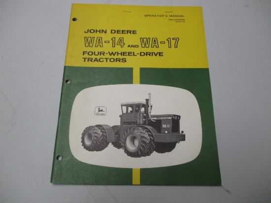 JD/WAGNER WA-14/WA-17 OPERATORS MANUAL