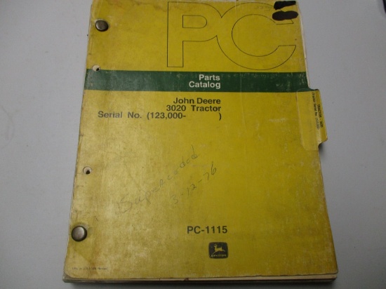 JD 3020 PARTS CATALOG, #PC1115,123,000^