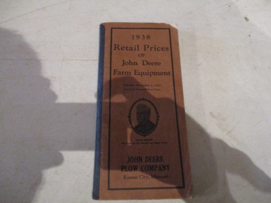 86525- 1938 JD PLOW COMPANY KANSAS CITY MISSOURI RETAIL PRICES OF FARM EQUIPMENT