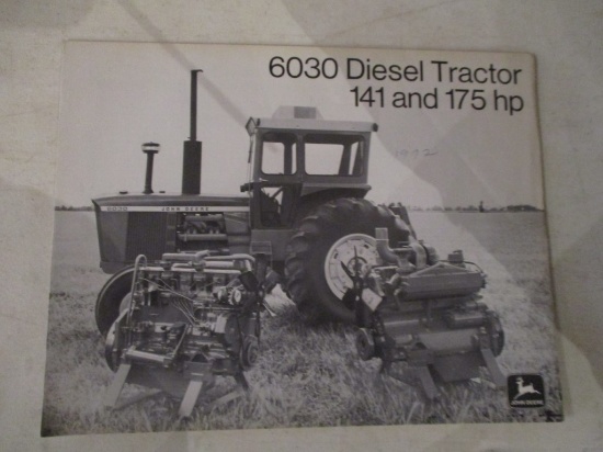 86581- 2 ITMES 1972 JD TRACTOR 175 HP 6030 DIESEL TURBO INK ON FRONT (1973) 4 PAGES A-172-73-11; 197