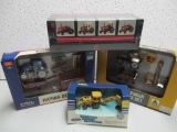 HAYING SET, CHALLENGER TOY SET, NH BACKHOE, IH TOY SET (ALL 1 LOT)