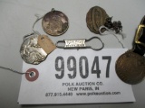 (2) PARTS OPERATOR PLOW, MORRISON PLOW, DEFIANCE THRESHER WATCH FOBS