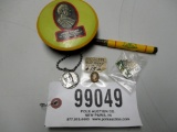 JD BRUSH, PENCIL, (2) PINS, WATCH FOB