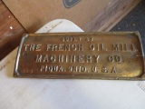 91175-THE FRENCH OIL MILL MACHINERY BRASS PLAQUE