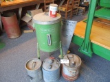 91185-(3) MISCELLANEOUS OIL CANS & SUPERIOR 14 GAL GRAIN HOPPER