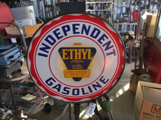 91496-INDEPENDENT ETHYL GASOLINE PORCELAIN SIGN