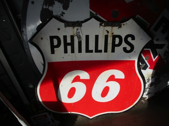 91498-PHILLIPS 66  PORCELAIN HANGING SIGN