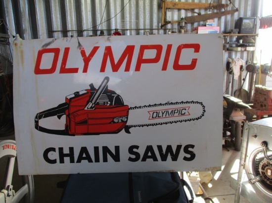 91511-OLYMPIC CHAIN SAW METAL SIGN