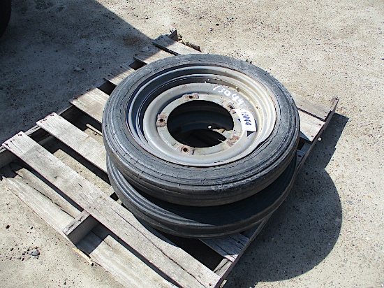 13044-PAIR OF FORD 8N FRONT RIMS AND TIRES