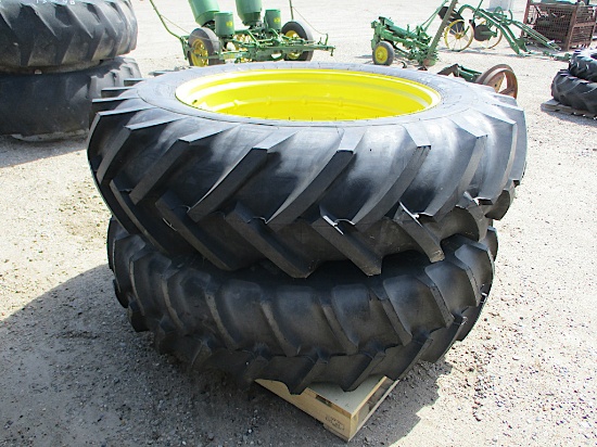 13738-PAIR OF 16.9-38 TIRES AND DOUBLE BEVEL RIMS