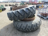 12738-PAIR OF 18.4-38 T-RAIL DUALS, W/ HARDWARE