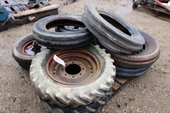 23338-PALLET OF MISC TRACTOR TIRES & RIMS
