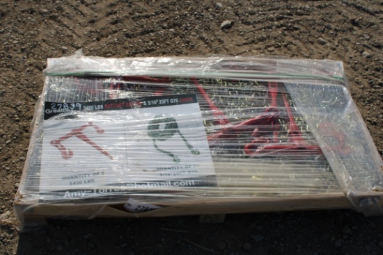 RATCHET BINDERS & CHAINS - (5) BINDERS, 5400#, (10) 20' CHAINS, 5/16"