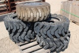 (5) SKIDSTEER TIRES - (4) SOLID CUSHION 33x12-16, (1) REG 12-16.5