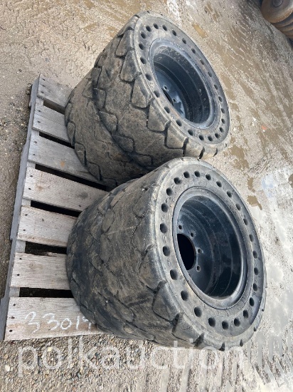 (4) 33x12x16 Hard Rubber Tires - 8 Lug