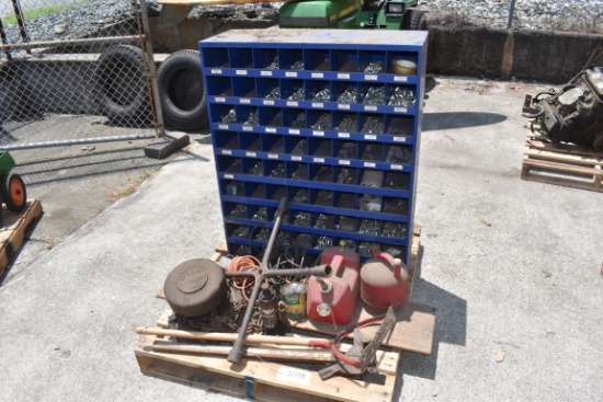 30466- BOLT BIN, CHAIN BLOCK & MISC. TOOLS