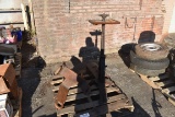 30595- FOOT OPERATED POLISHING WHEEL FROM 1800'S TOOL BOX & CHAIR