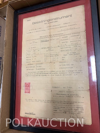 Framed Inspection Certificate for a Ford Model A