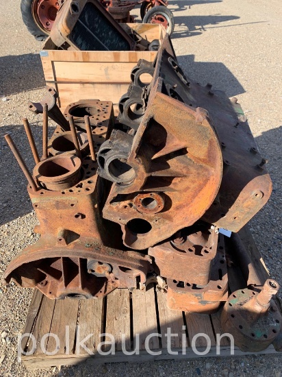 SKID OF MISC. OLIVER 99 TRACTOR PARTS