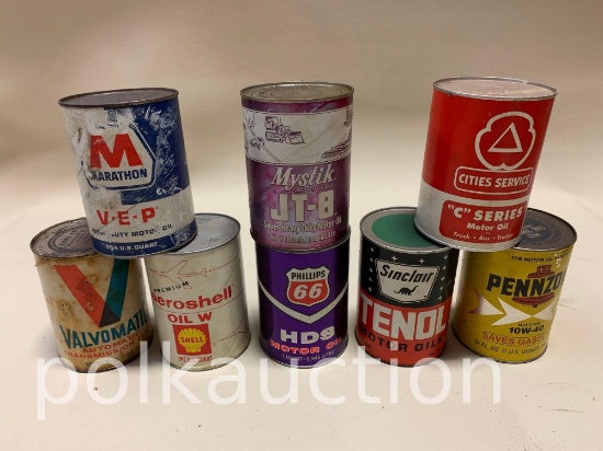 (8) VINTAGE MOTOR OIL CANS