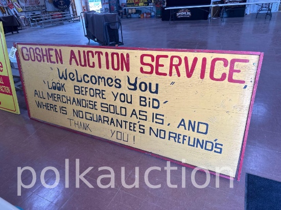 1002-GOSHEN AUCTION SERVICE WOOD SIGN