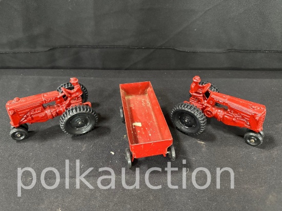 163-(2) CAST IRON TRACTORS & WAGON