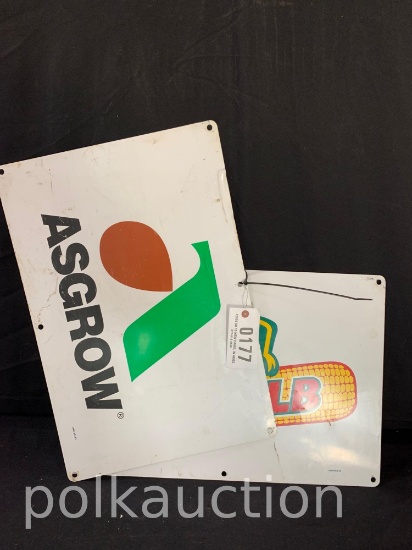 177-(2) DOUBLE SIDED ASGROW/DEKALB SIGNS