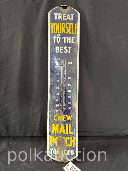 285-PORCELAIN MAIL POUCH THERMOMETER