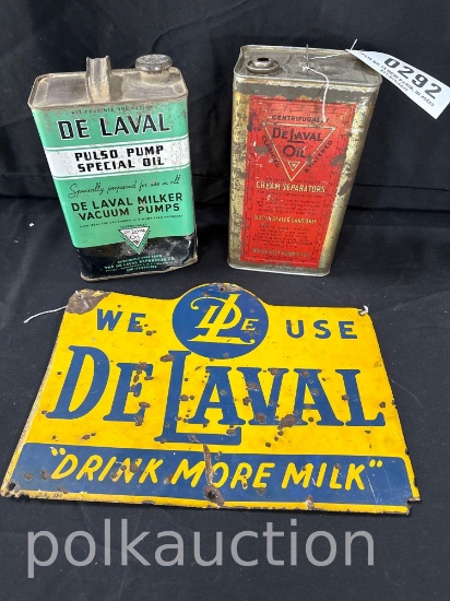 292-(2) DELAVAL CANS & SIGN