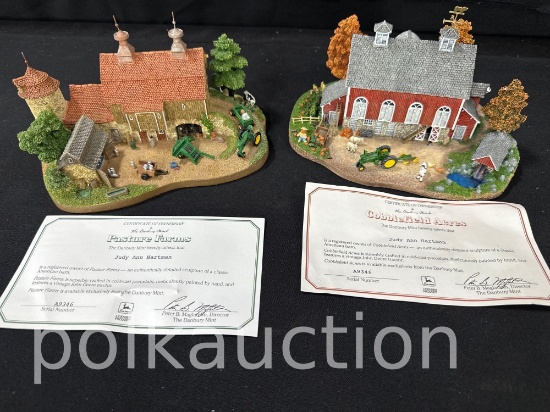 39729-(2) DANBURY MINT MINIATURE JOHN DEERE SCENES