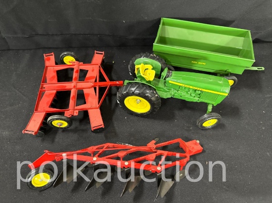 40350-JOHN DEERE TRACTOR, BIN & 2 MASSEY FERGUSON IMPLEMENTS-