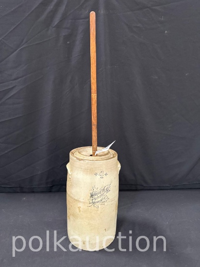 793-MONMOUTH POTTERY 4 GALLON BUTTER CHURN
