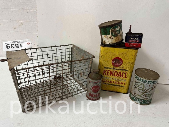 CRATE OF OIL CANS