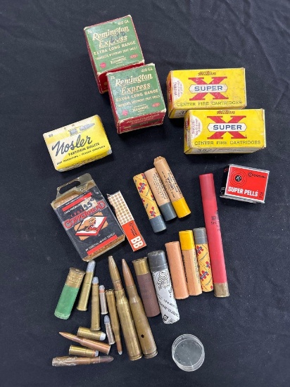 ANTIQUE AMMO BOXES, SHELLS, & BB'S
