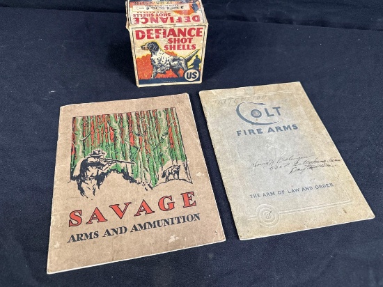 ANTIQUE AMMUNITION BOX AND MANUALS